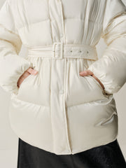 Women's Glossy Belted Thermal Down Jacket
