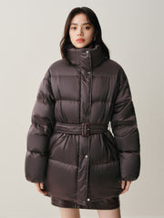 Women's Glossy Belted Thermal Down Jacket