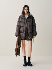 Women's Glossy Belted Thermal Down Jacket