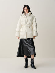 Women's Glossy Belted Thermal Down Jacket