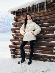 Women's Glossy Belted Thermal Down Jacket