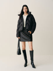 Women's Curved-Quilted Puffer Jacket