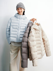 Women's Solid Quilted Oversized Hooded Down Jacket