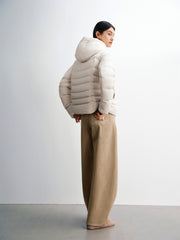 Women's Solid Quilted Oversized Hooded Down Jacket