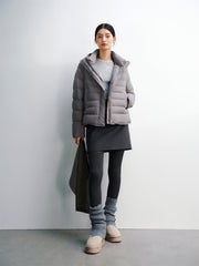 Women's Solid Quilted Oversized Hooded Down Jacket