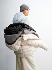 Women's Solid Quilted Oversized Hooded Down Jacket