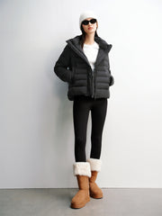 Women's Solid Quilted Oversized Hooded Down Jacket