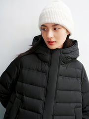 Women's Solid Quilted Oversized Hooded Down Jacket