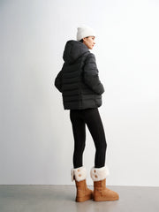 Women's Solid Quilted Oversized Hooded Down Jacket