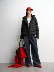 Women's Solid Quilted Oversized Hooded Down Jacket