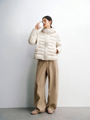 Women's Solid Quilted Oversized Hooded Down Jacket