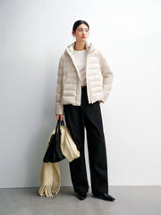 Women's Solid Quilted Oversized Hooded Down Jacket