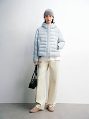 Women's Solid Quilted Oversized Hooded Down Jacket