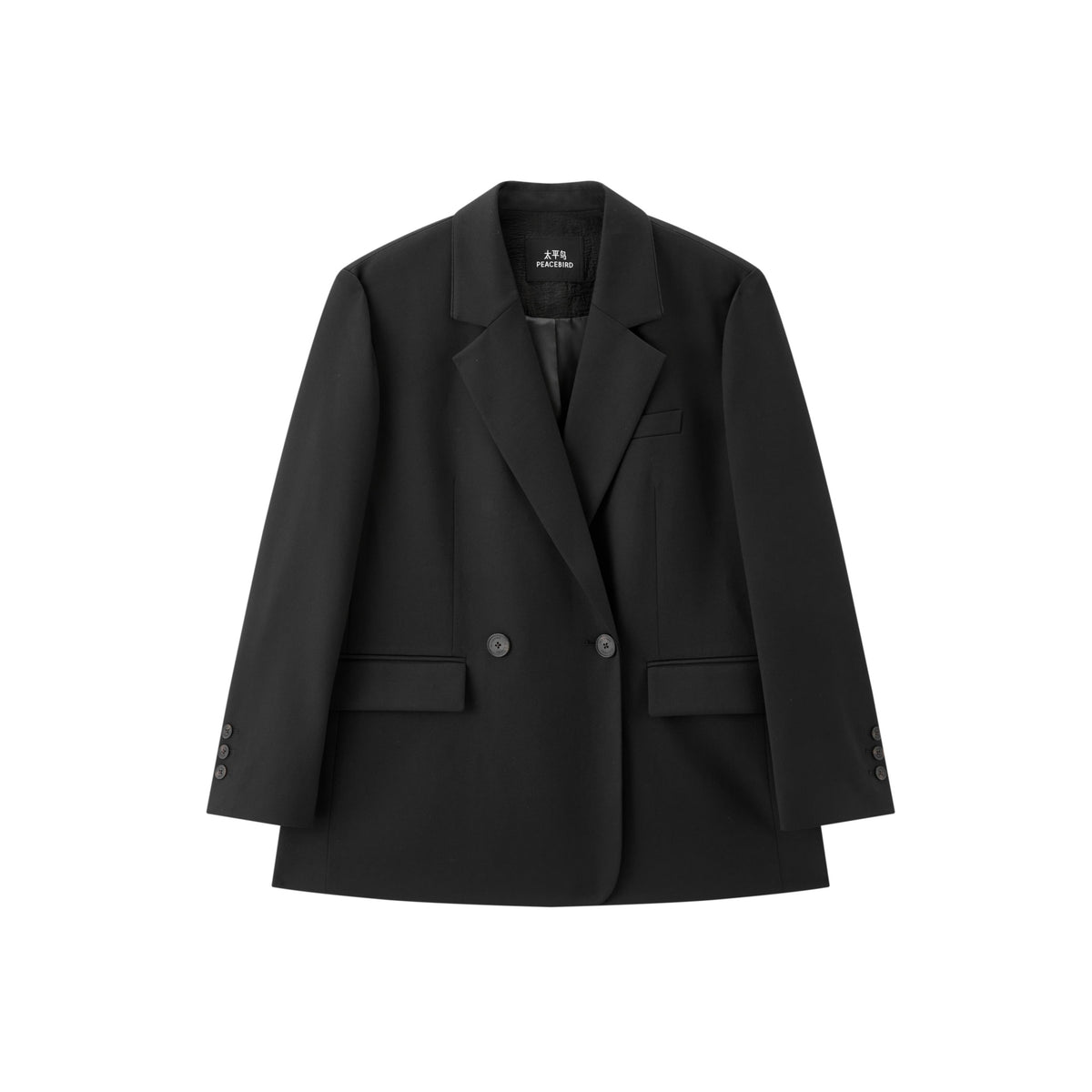 Women's casual double-breasted wool blazer