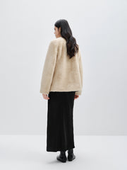 Women's Beige Faux Fur Coat