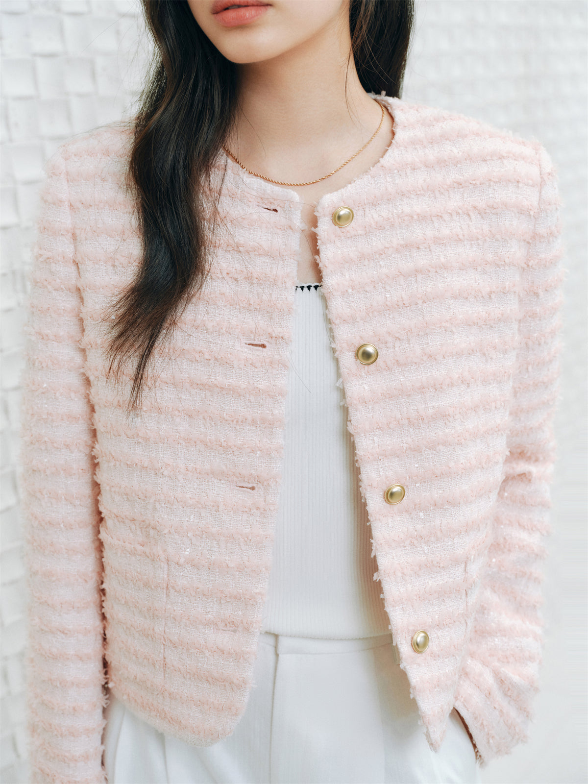 Women's Pink Tassel Tweed Jacket