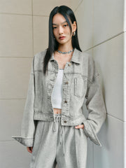 Women's Washed Short Denim Jacket