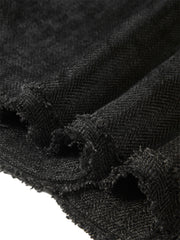 Women's Velour Textured Short Jacket With Raw Edges