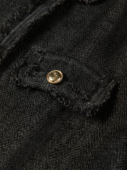 Women's Velour Textured Short Jacket With Raw Edges