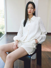 Women's Glossy Textured Cropped Collar Jacket