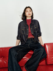 Women's Lyocell Cropped Denim Jacket