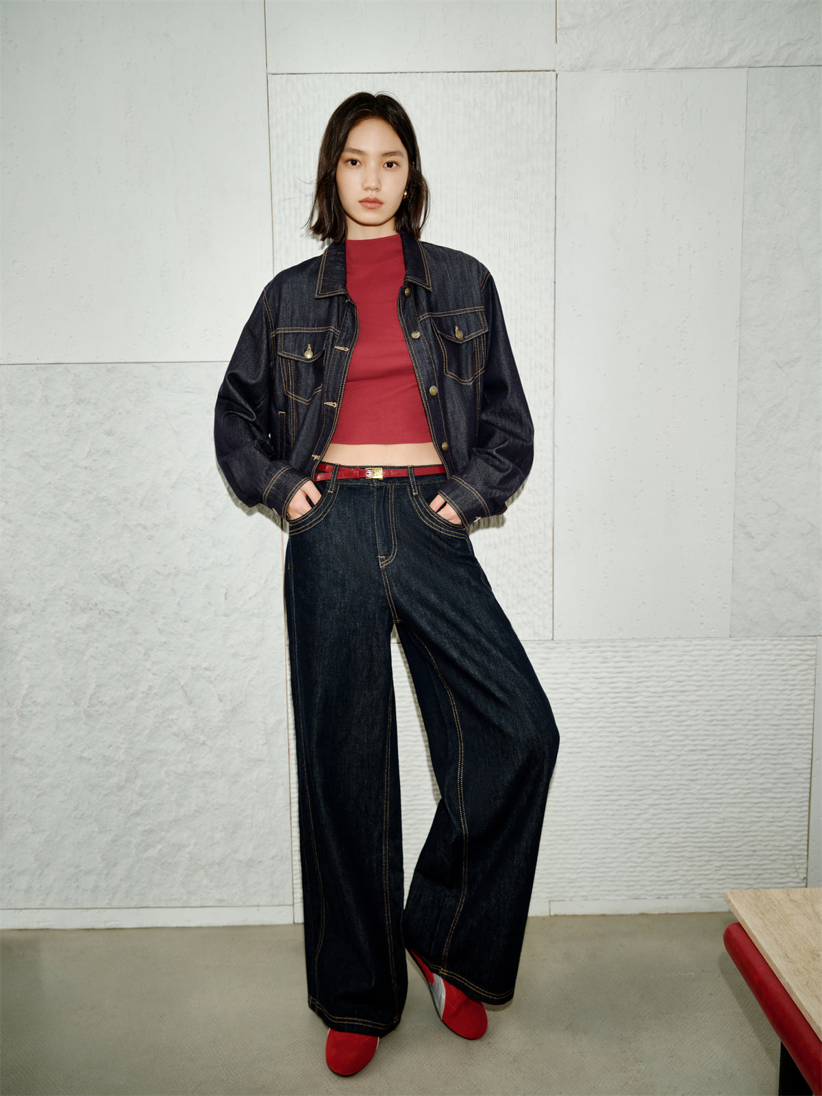 Women's Lyocell Cropped Denim Jacket