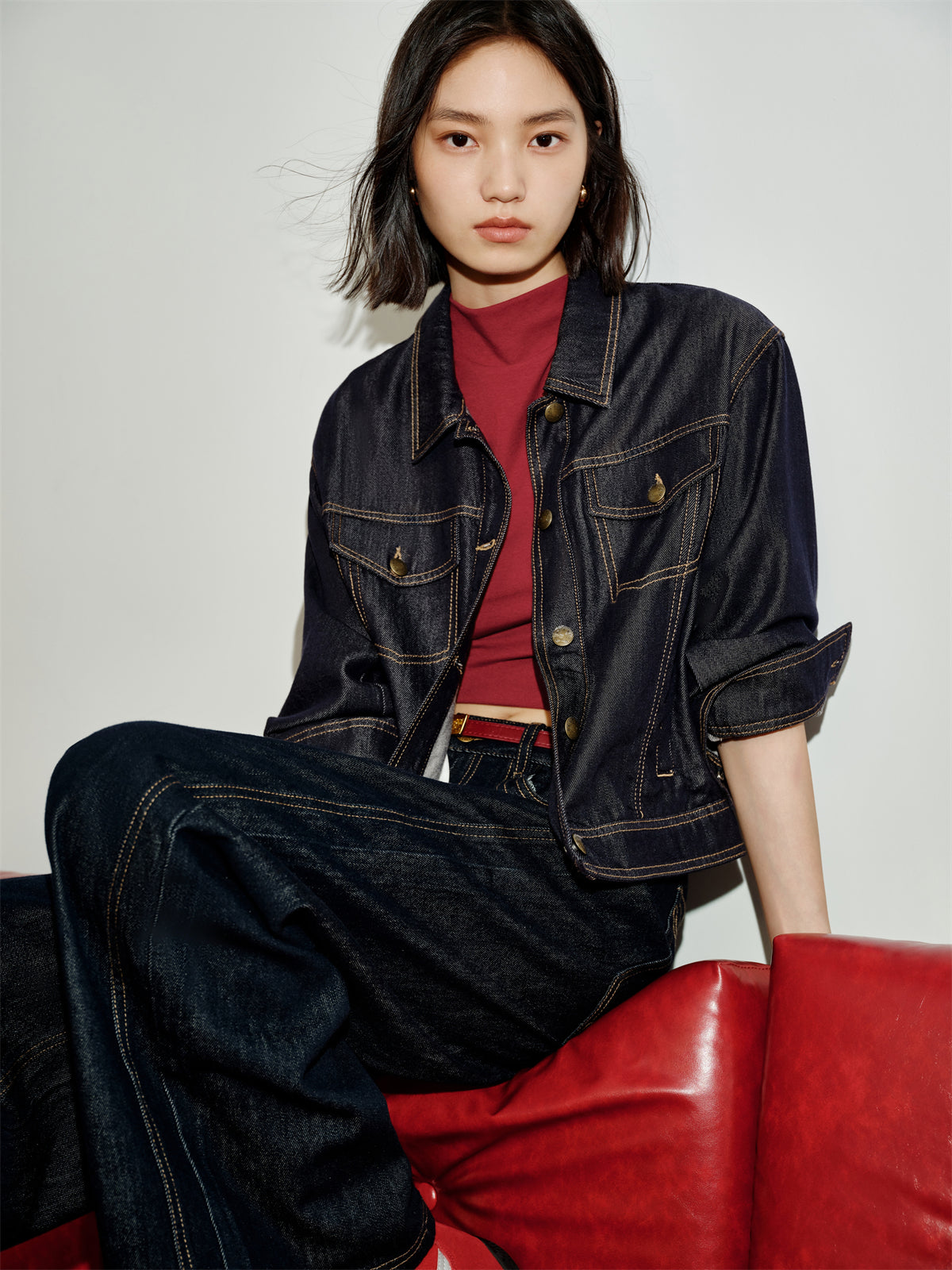 Women's Lyocell Cropped Denim Jacket
