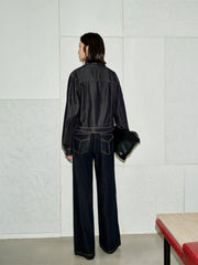 Women's Lyocell Cropped Denim Jacket