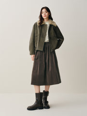 Women's Suede-Touch PU Padded Jacket