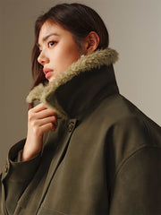 Women's Suede-Touch PU Padded Jacket