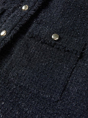 Women's Tweed-Texture Padded Jacket with Raw Edges