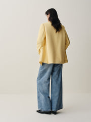 Women's Tweed-Texture Padded Jacket with Raw Edges