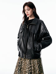 Women's Relaxed PU Moto Jacket