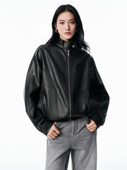 Women's Oversized Vintage Matte PU Jacket