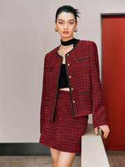 Women's Chenille Plaid A-Line Skirt