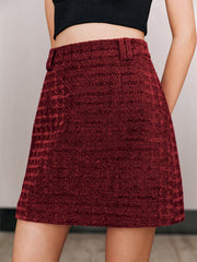 Women's Chenille Plaid A-Line Skirt