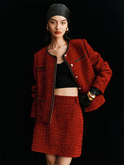 Women's Chenille Plaid A-Line Skirt