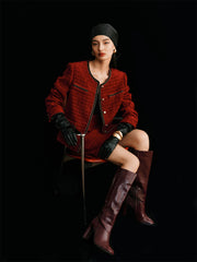 Women's Chenille Plaid Textured Set