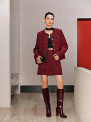 Women's Chenille Plaid A-Line Skirt