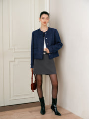 Women's Textured Raw-Edge Tweed Jacket