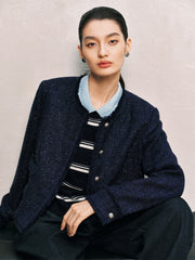 Women's Textured Raw-Edge Tweed Jacket