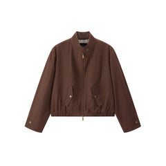 Women's barn-style cropped stand-collar jacket