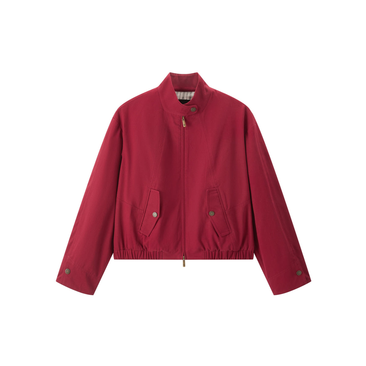 Women's barn-style cropped stand-collar jacket