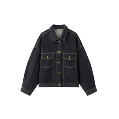 Women's Casual Cropped Cotton Denim Jacket