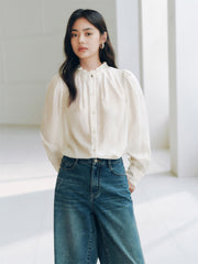 Women's Lantern Sleeve Ruffled Blouse