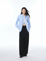 Women's Blue Modal Slim Fit Long-Sleeve Shirt