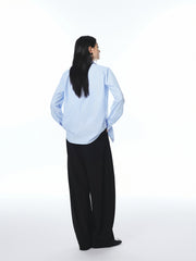 Women's Blue Modal Slim Fit Long-Sleeve Shirt