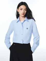 Women's Blue Modal Slim Fit Long-Sleeve Shirt