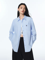 Women's Blue Modal Slim Fit Long-Sleeve Shirt