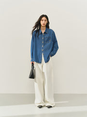 Women's Oversized Cotton Denim Shirt